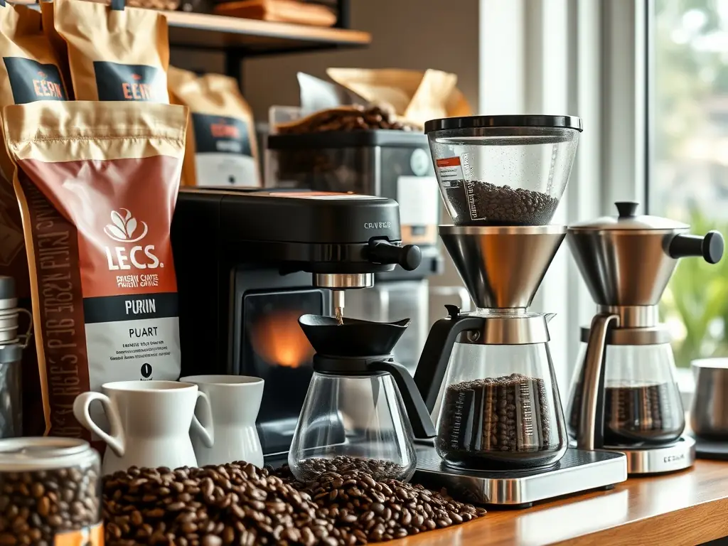 A stylish coffee break setup at a corporate conference in Dubai, featuring premium coffee selections and elegant serving arrangements.